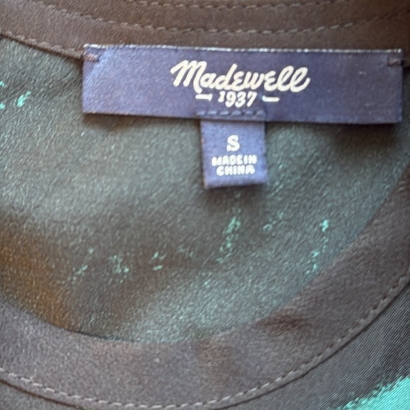 Madewell Silk Sleeveless Green Print Top - Picture 8 of 9